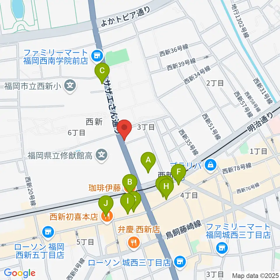 音楽教室ソウルミーティング周辺のカフェ一覧地図