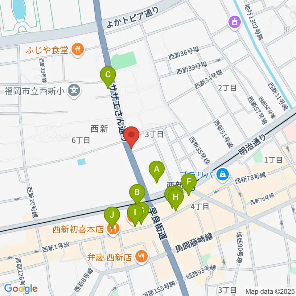 音楽教室ソウルミーティング周辺のカフェ一覧地図