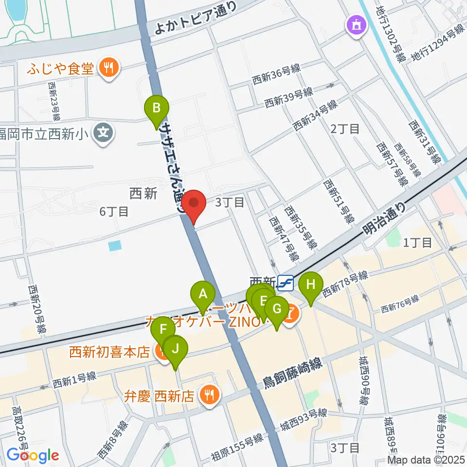 音楽教室ソウルミーティング周辺のカフェ一覧地図