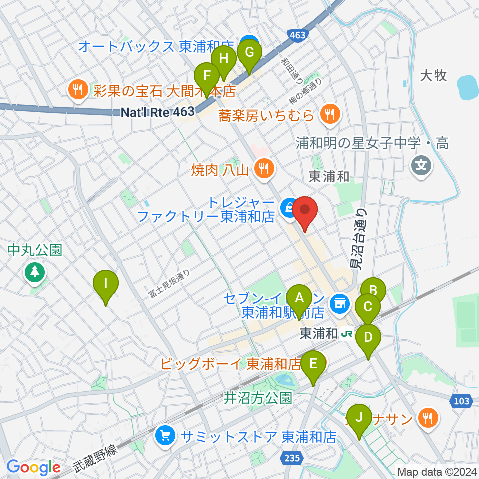 音楽教室Tutti Music東浦和教室周辺のカフェ一覧地図