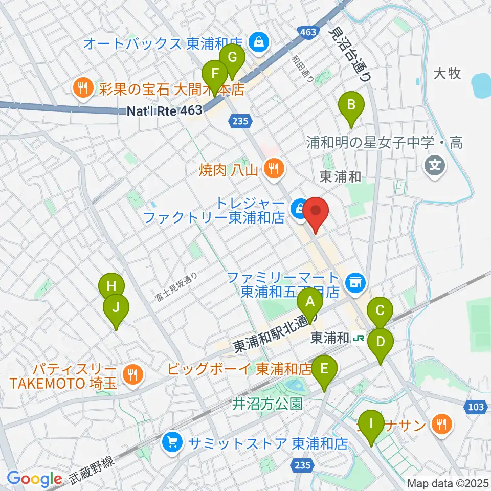 音楽教室Tutti Music東浦和教室周辺のカフェ一覧地図