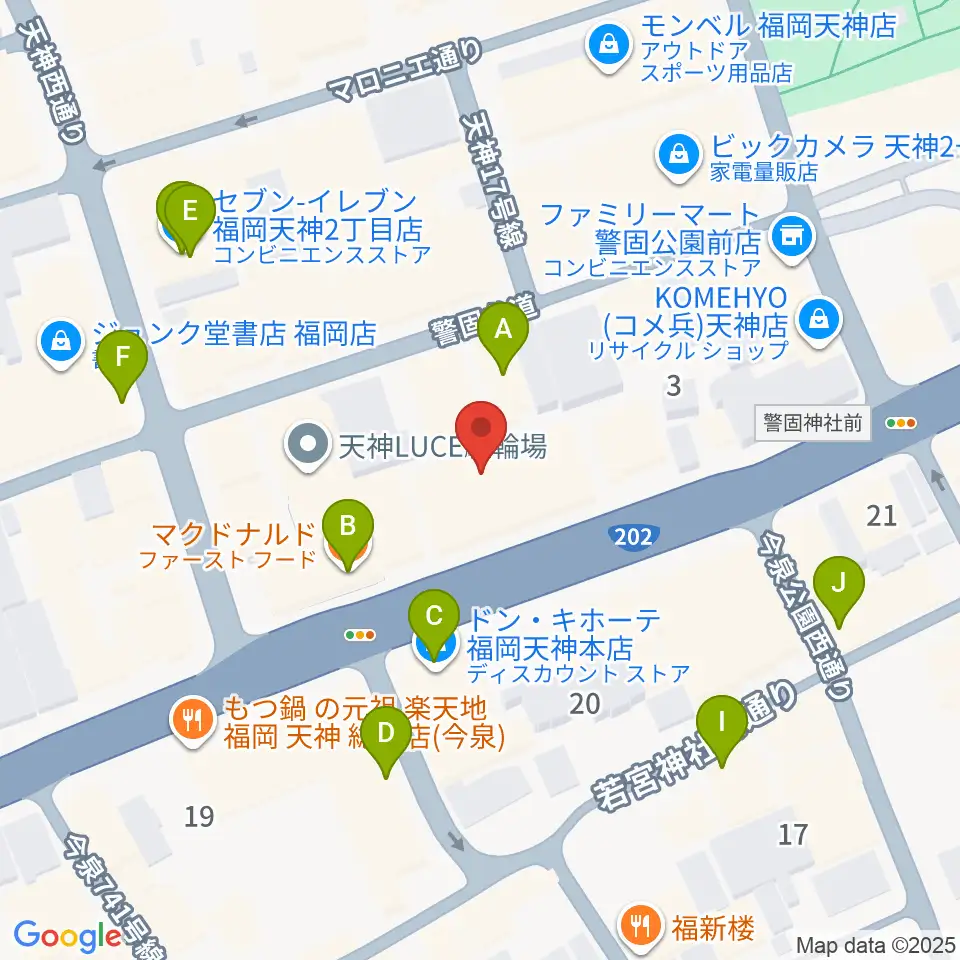 フレヴォ・リベルテ福岡周辺のカフェ一覧地図