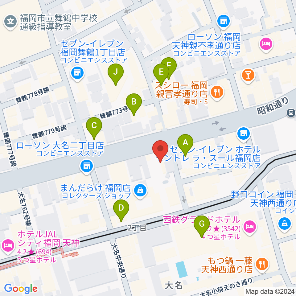 Oshiroミュージックスクール福岡校周辺のカフェ一覧地図