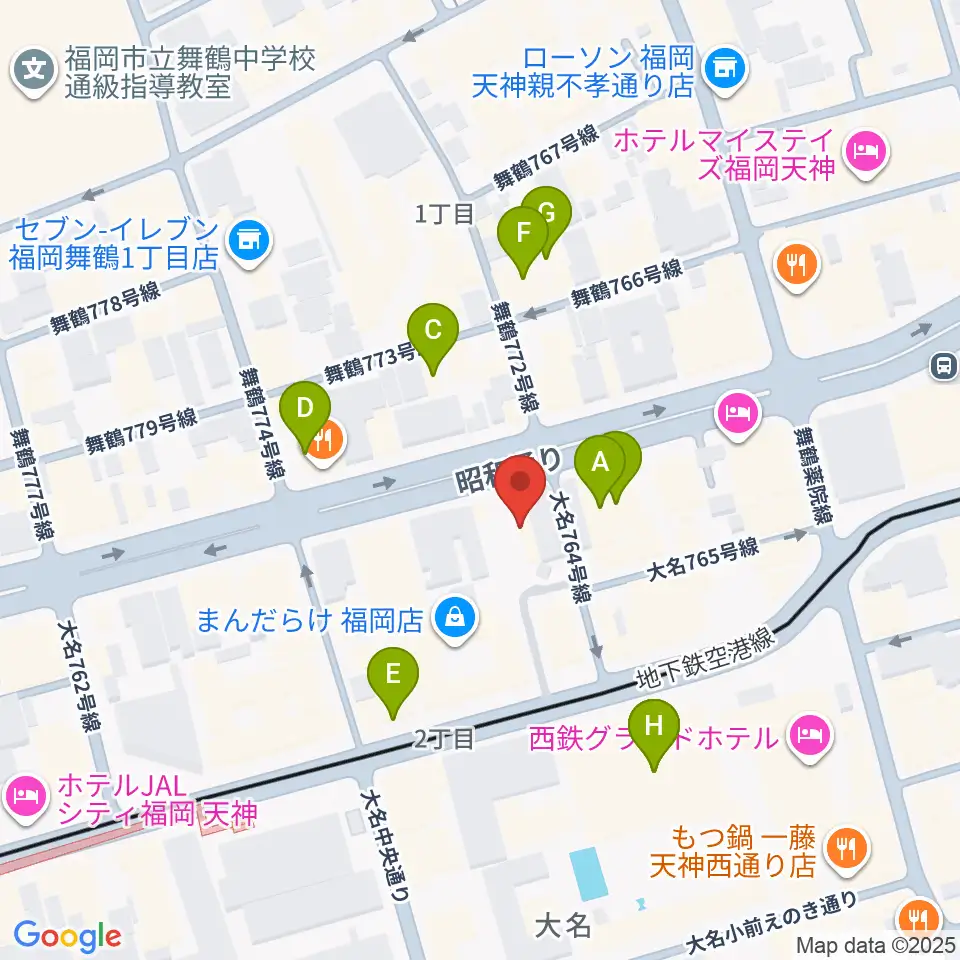 Oshiroミュージックスクール福岡校周辺のカフェ一覧地図
