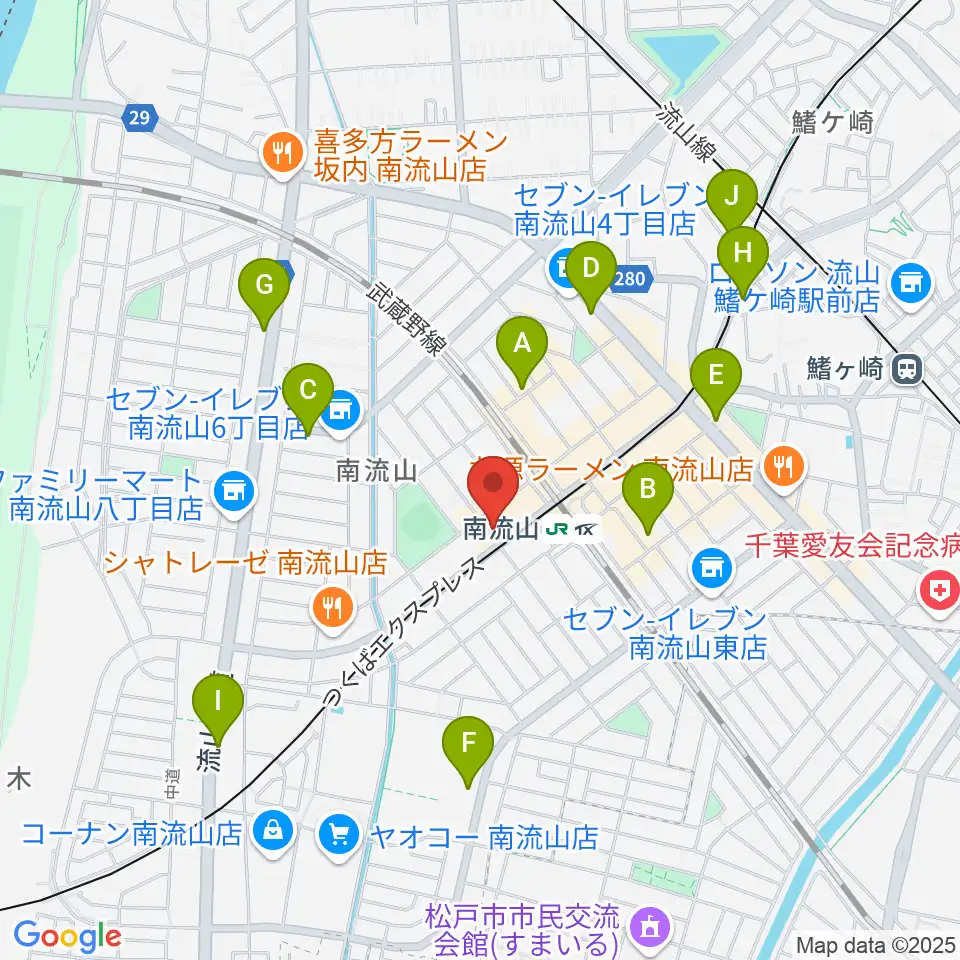夢弦の会ギタースクール周辺のカフェ一覧地図