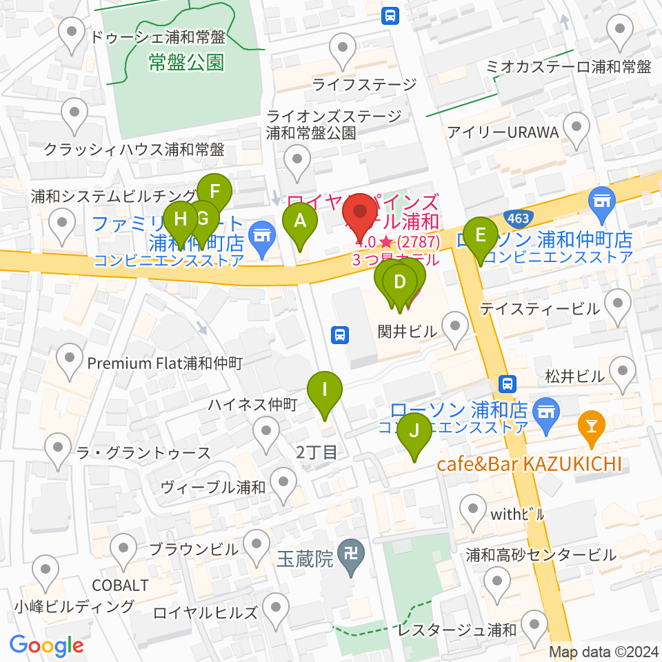 音楽教室ギターレ＆エアスト周辺のカフェ一覧地図