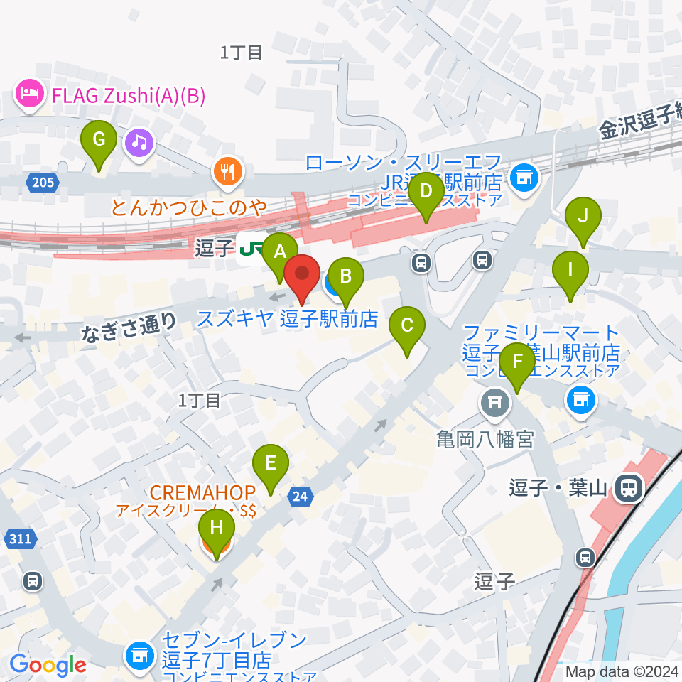 ファンデーク音楽院周辺のカフェ一覧地図