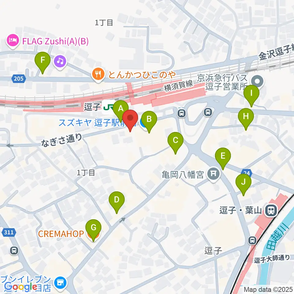ファンデーク音楽院周辺のカフェ一覧地図