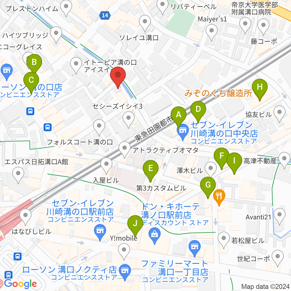 928ギター教室周辺のカフェ一覧地図