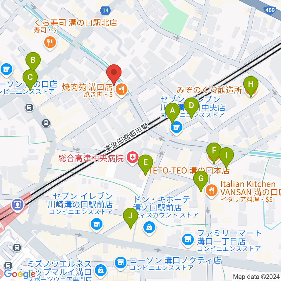 928ギター教室周辺のカフェ一覧地図