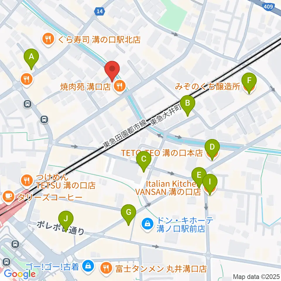 928ギター教室周辺のカフェ一覧地図