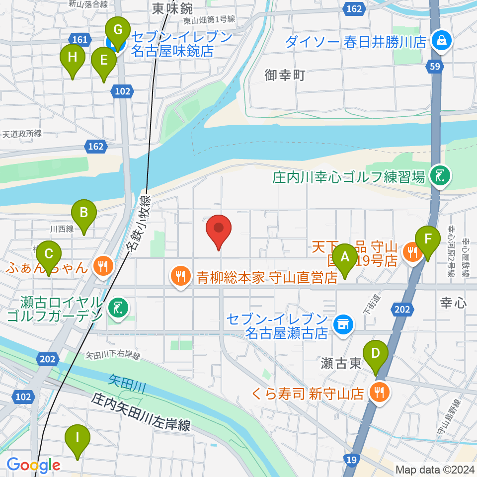 瀬古音楽センター周辺のカフェ一覧地図