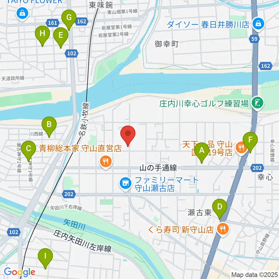 瀬古音楽センター周辺のカフェ一覧地図
