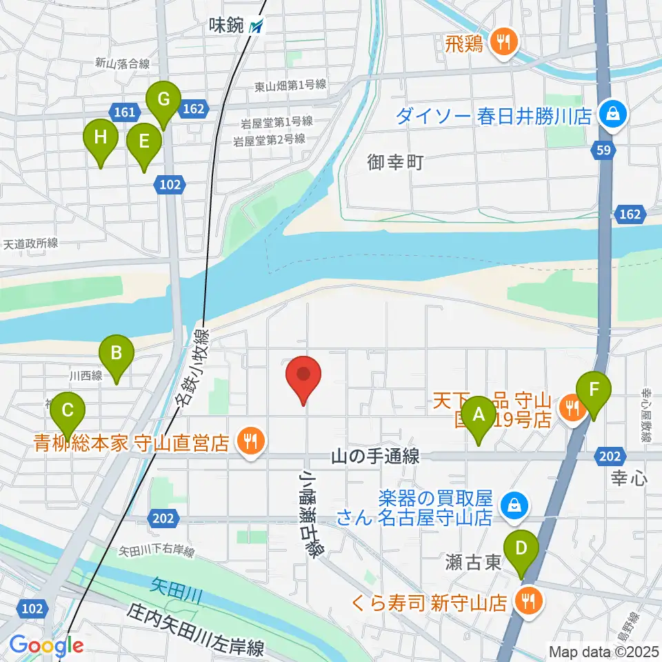 瀬古音楽センター周辺のカフェ一覧地図