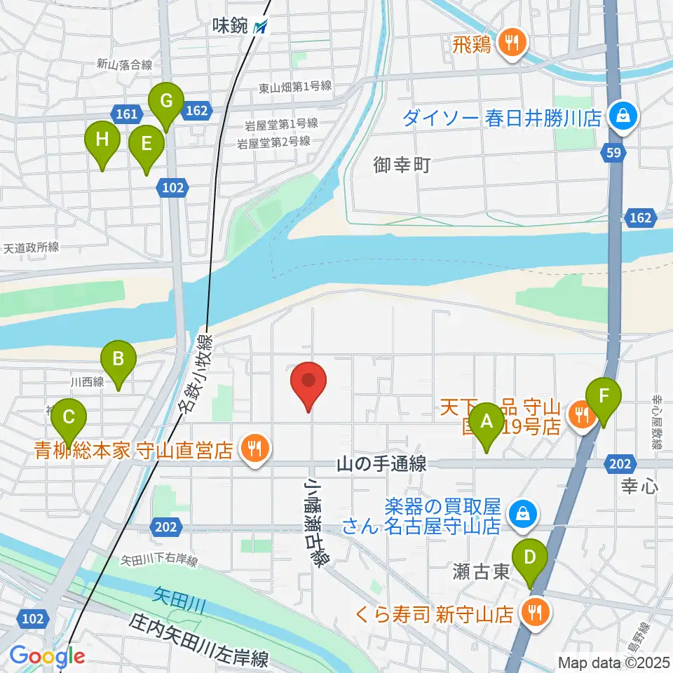瀬古音楽センター周辺のカフェ一覧地図