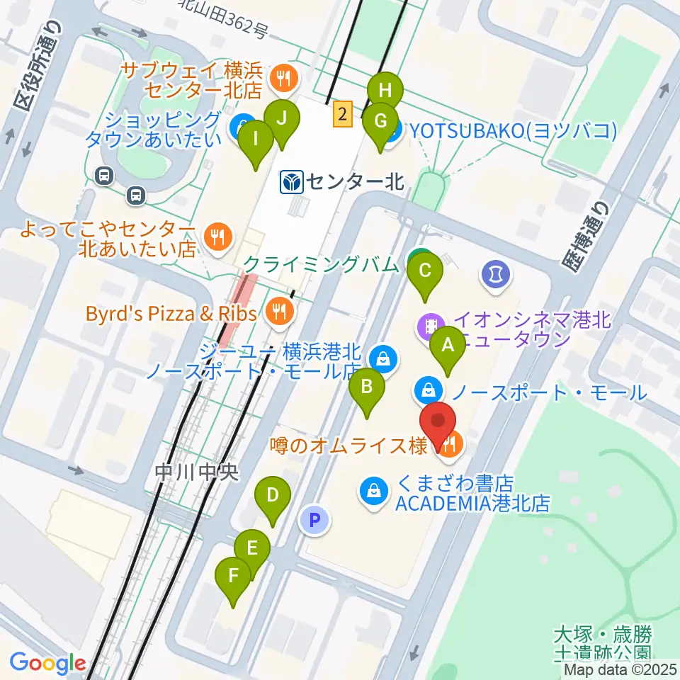 ヤマノミュージックサロンセンター北周辺のカフェ一覧地図