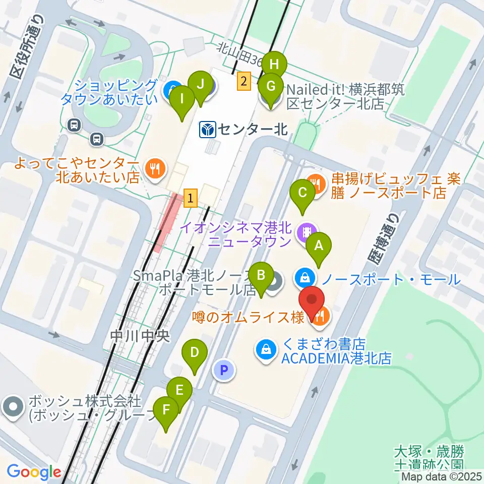 ヤマノミュージックサロンセンター北周辺のカフェ一覧地図
