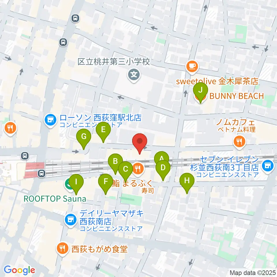 OKADA音楽教室 西荻窪周辺のカフェ一覧地図