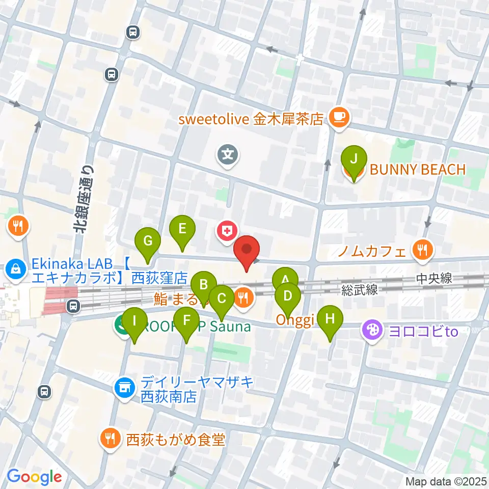 OKADA音楽教室 西荻窪周辺のカフェ一覧地図