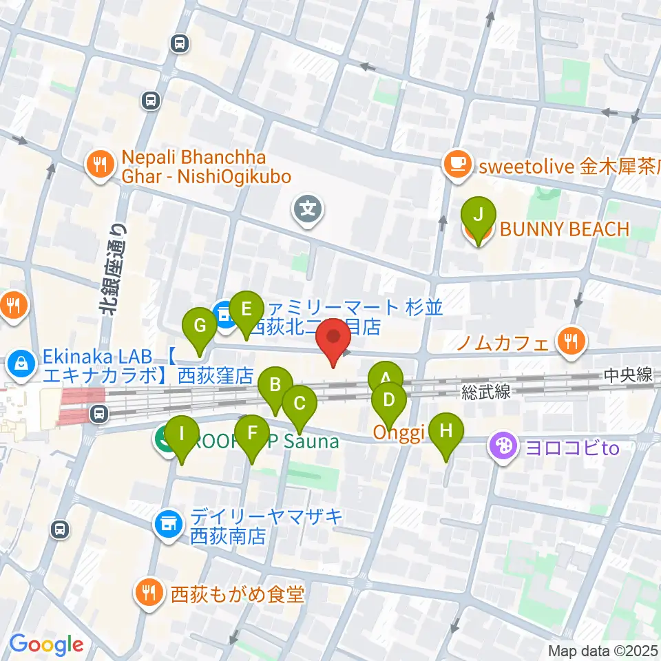 OKADA音楽教室 西荻窪周辺のカフェ一覧地図