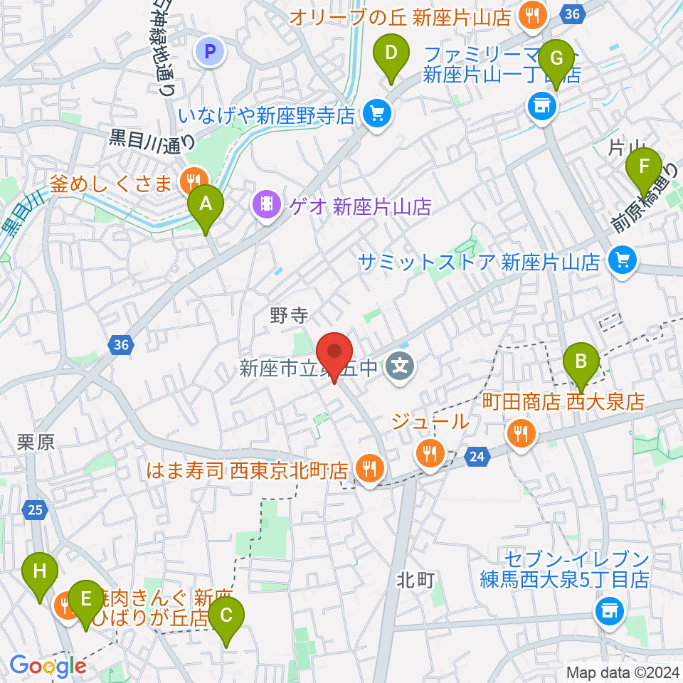 ブランチミュージックスクール周辺のカフェ一覧地図