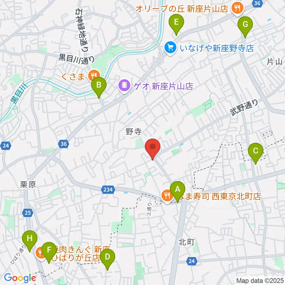 ブランチミュージックスクール周辺のカフェ一覧地図