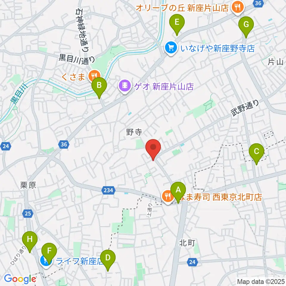 ブランチミュージックスクール周辺のカフェ一覧地図