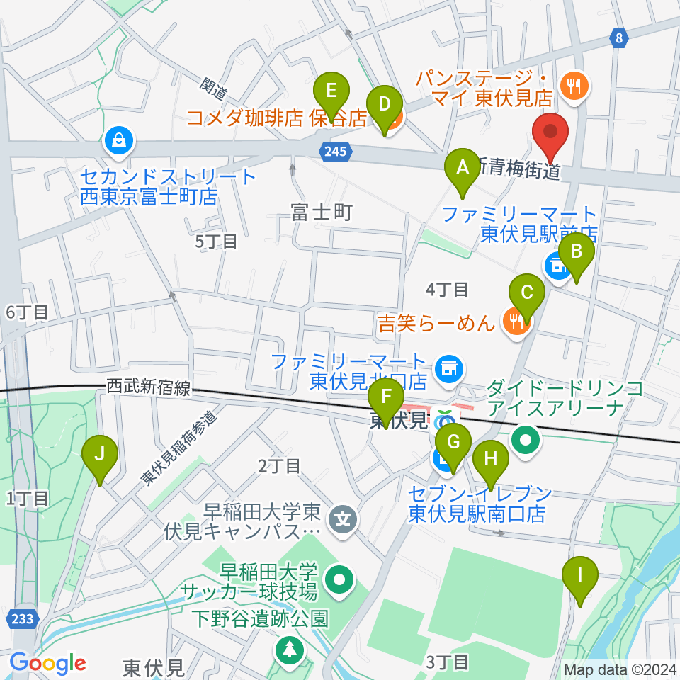 ステラ音楽教室 東伏見教室周辺のカフェ一覧地図