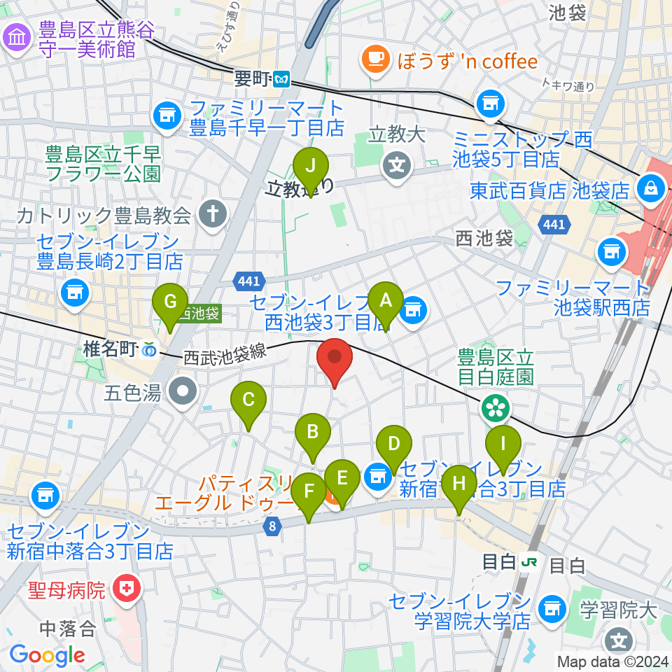 ソルフェージスクール周辺のカフェ一覧地図