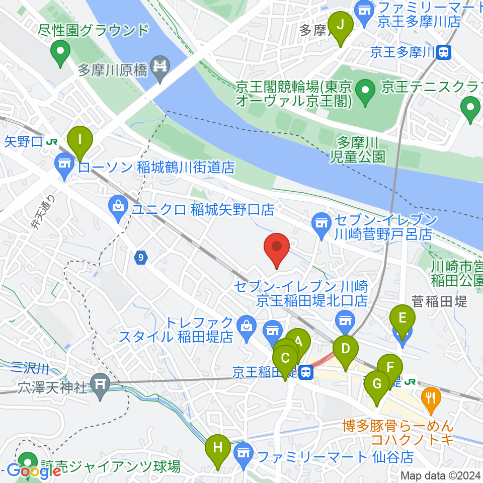 うえはらピアノ教室周辺のカフェ一覧地図