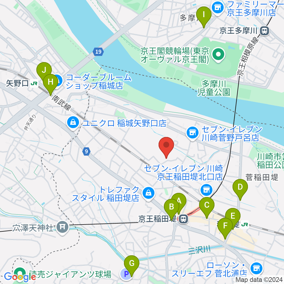 うえはらピアノ教室周辺のカフェ一覧地図