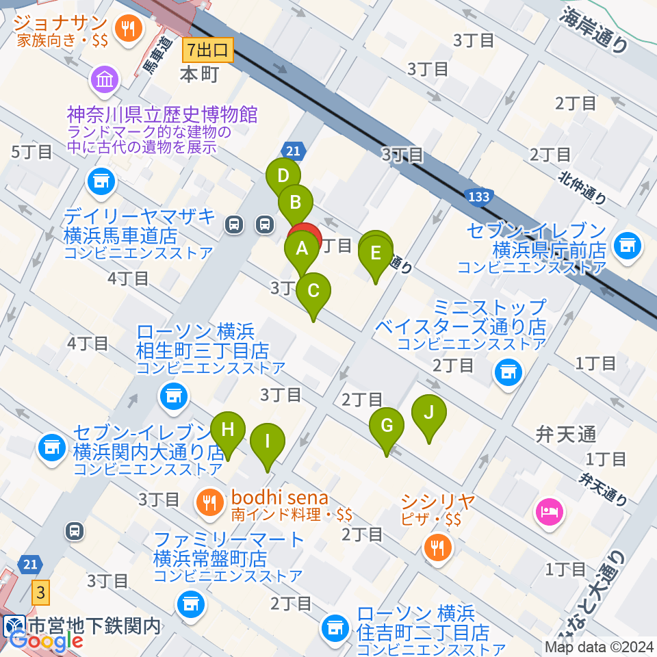 弁天スタジオ周辺のカフェ一覧地図