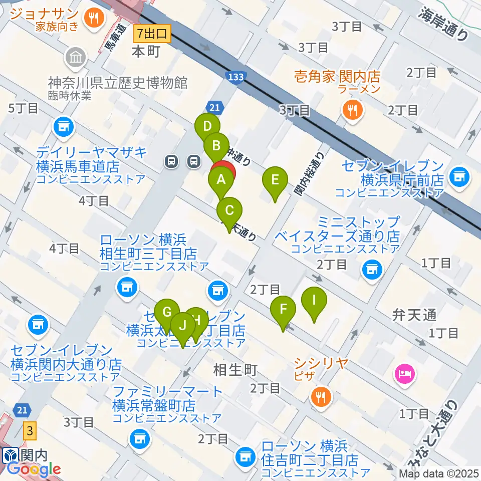 弁天スタジオ周辺のカフェ一覧地図
