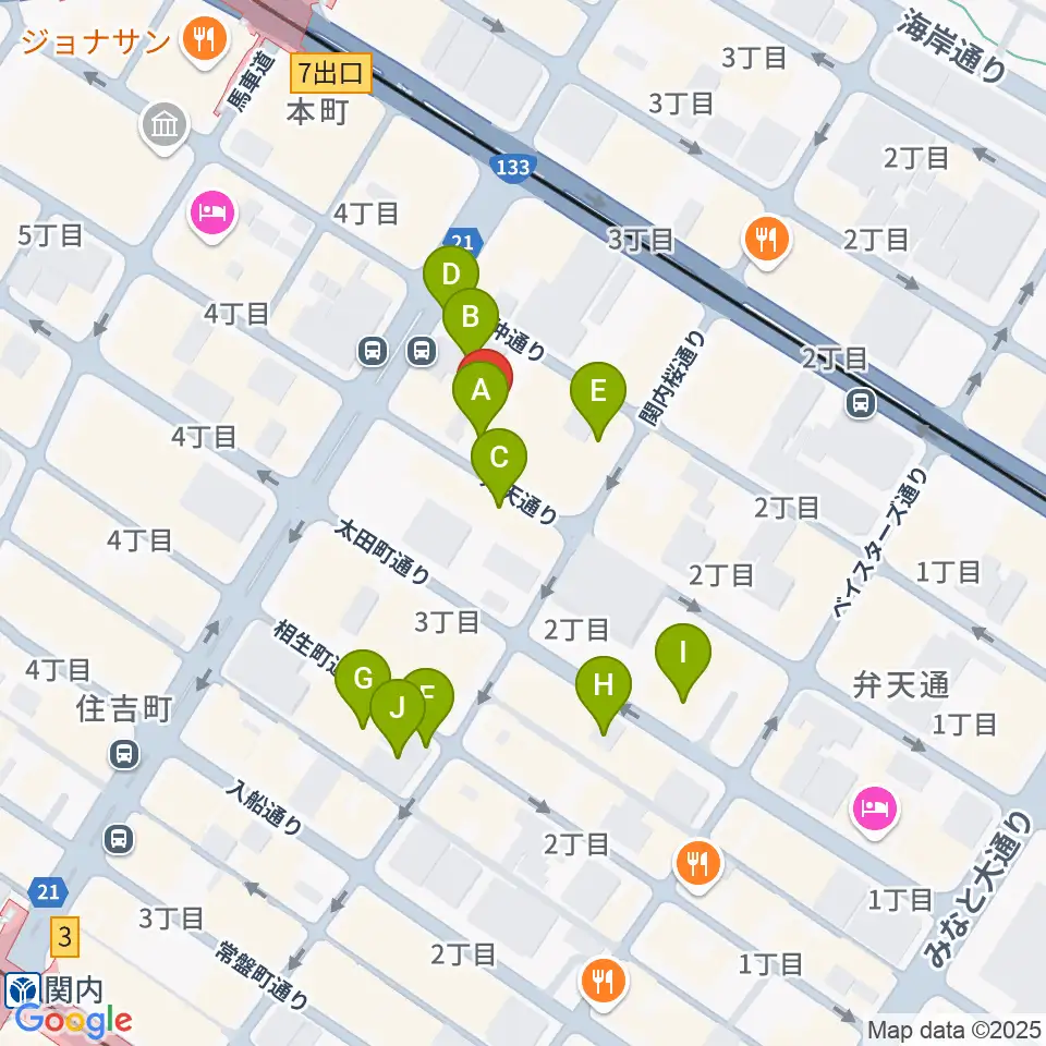 弁天スタジオ周辺のカフェ一覧地図