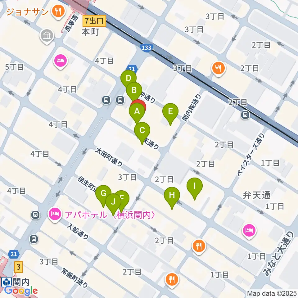 弁天スタジオ周辺のカフェ一覧地図
