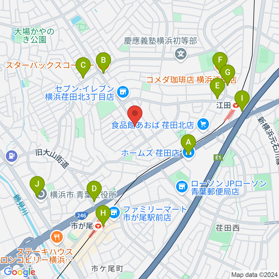 青葉マンドリン教室周辺のカフェ一覧地図