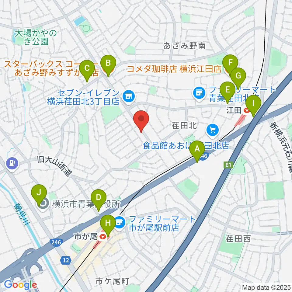 青葉マンドリン教室周辺のカフェ一覧地図