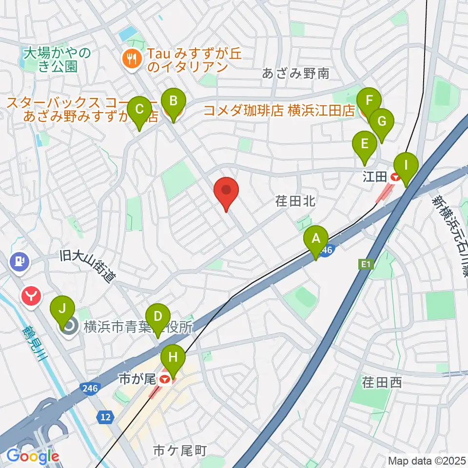 青葉マンドリン教室周辺のカフェ一覧地図