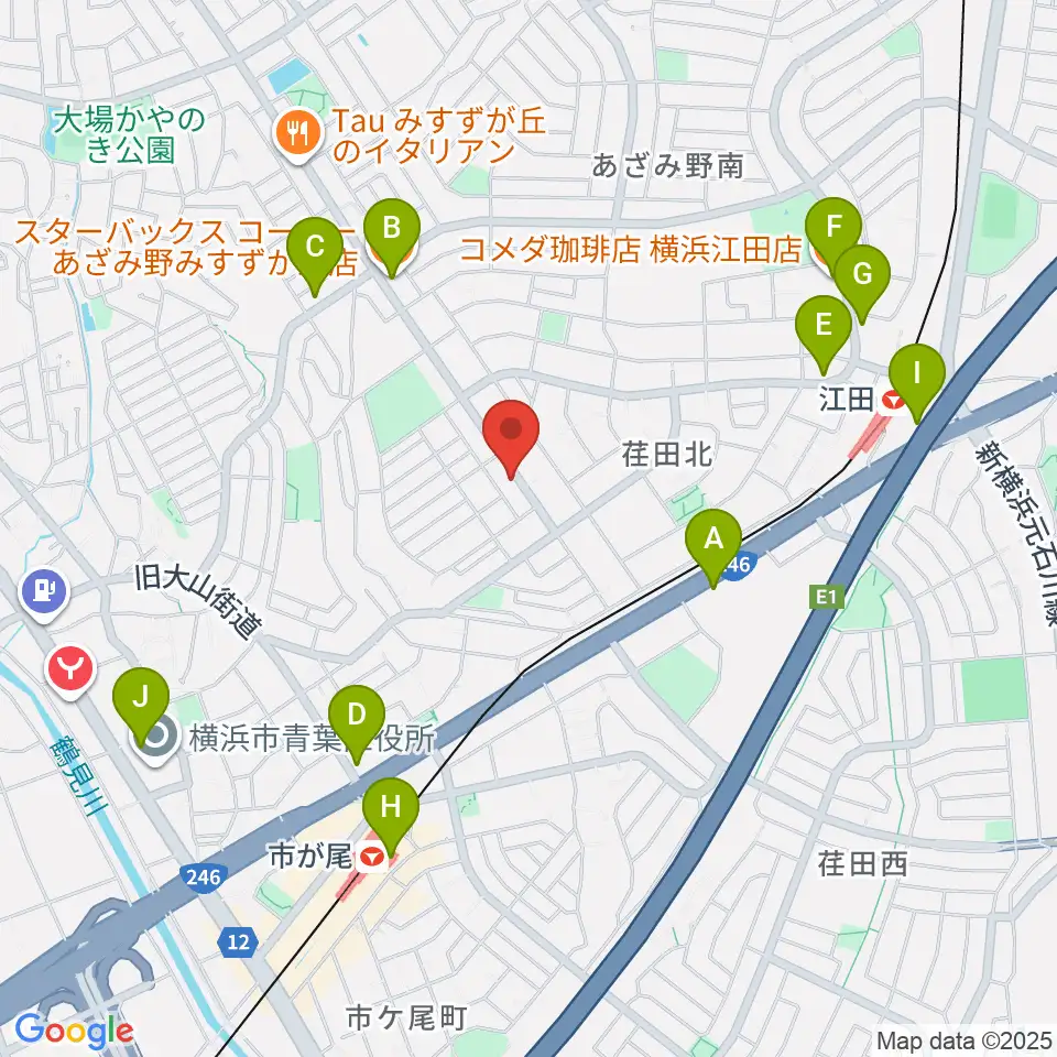 青葉マンドリン教室周辺のカフェ一覧地図