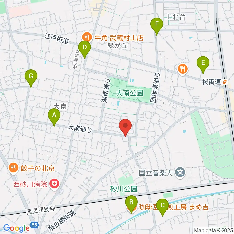 ステラ音楽教室 玉川上水教室周辺のカフェ一覧地図