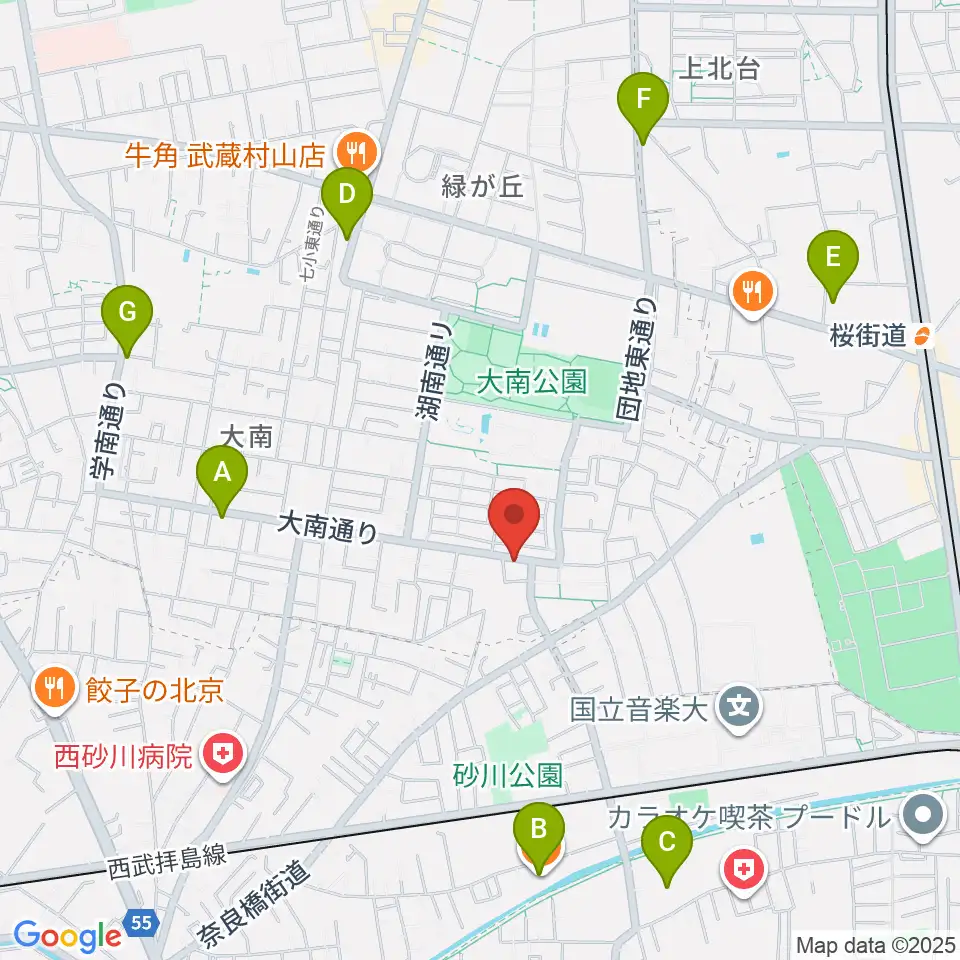 ステラ音楽教室 玉川上水教室周辺のカフェ一覧地図