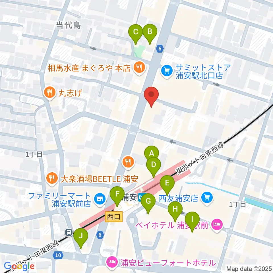 モア東京ボーカル教室 浦安駅校周辺のカフェ一覧地図