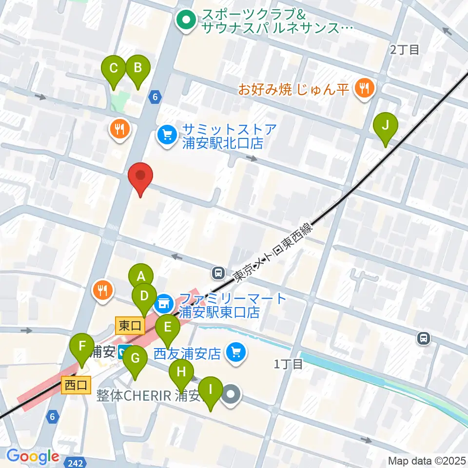 モア東京ボーカル教室 浦安駅校周辺のカフェ一覧地図