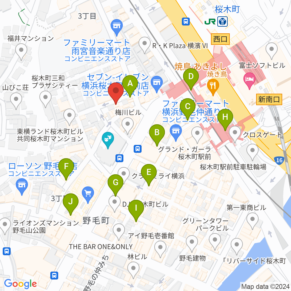 横浜ジャム音楽学院周辺のカフェ一覧地図