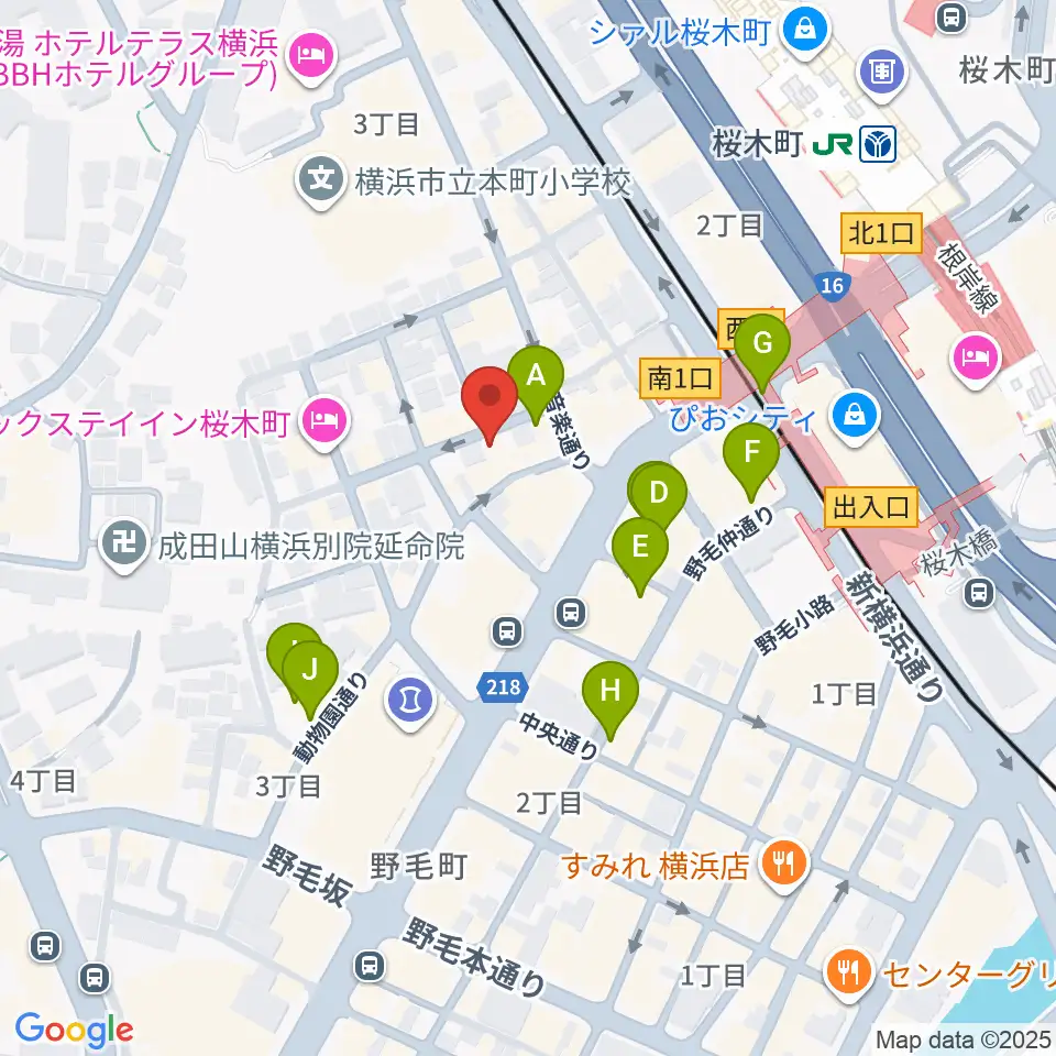 横浜ジャム音楽学院周辺のカフェ一覧地図