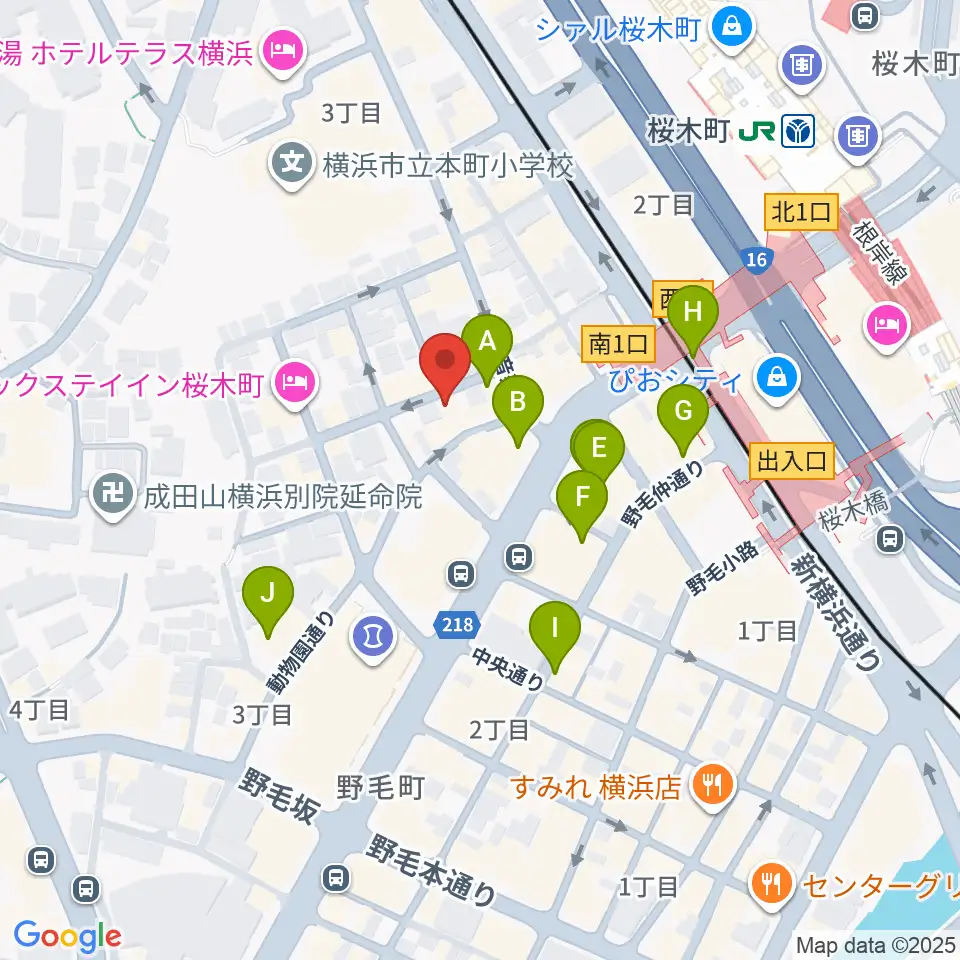 横浜ジャム音楽学院周辺のカフェ一覧地図