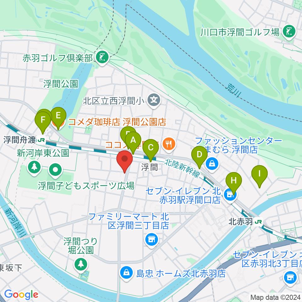 メロディー音楽教室周辺のカフェ一覧地図