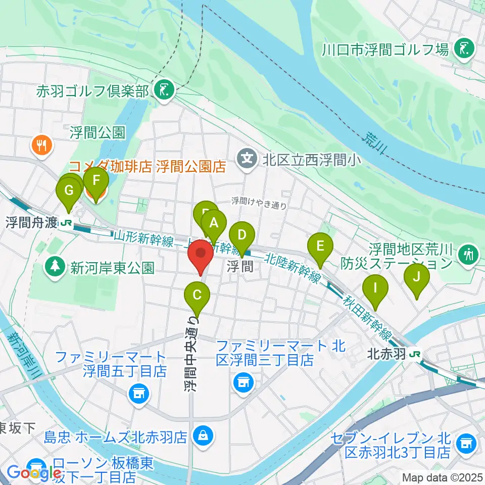 メロディー音楽教室周辺のカフェ一覧地図