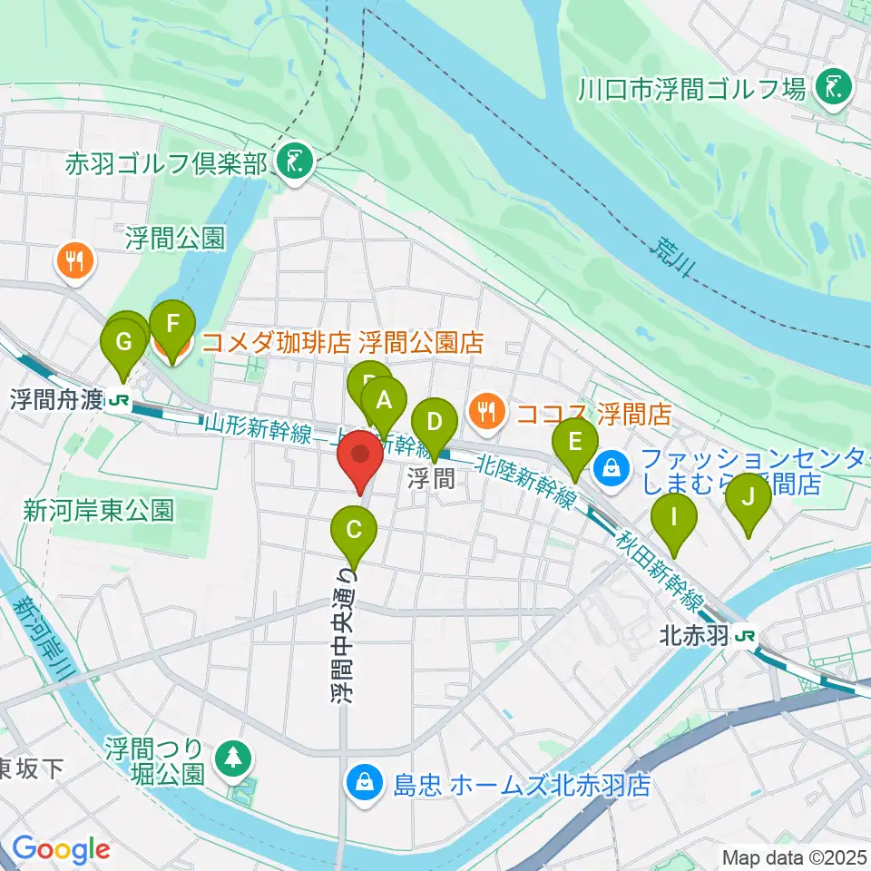 メロディー音楽教室周辺のカフェ一覧地図