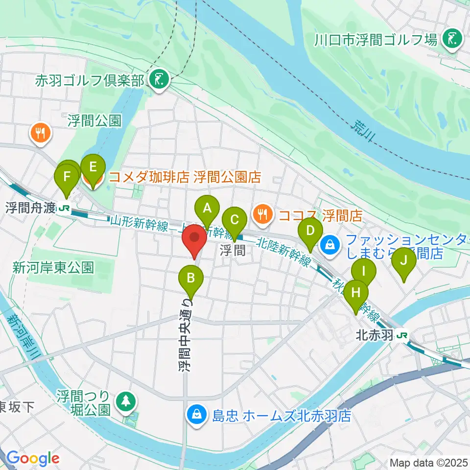 メロディー音楽教室周辺のカフェ一覧地図